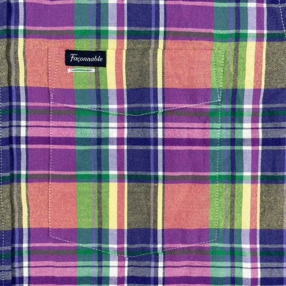 Faconnable Shirt Mens S Multicolor Plaid Long Sleeve Button Down Club Fit France - Picture 4 of 13